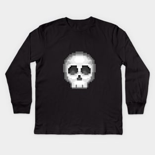 Skull Pixel Art Kids Long Sleeve T-Shirt